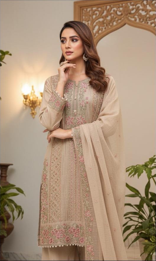 Heavy Chiffon Suit with Plazo & Dupatta