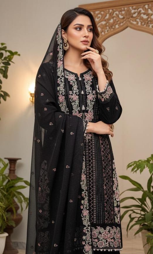 Heavy Chiffon Suit with Plazo & Dupatta