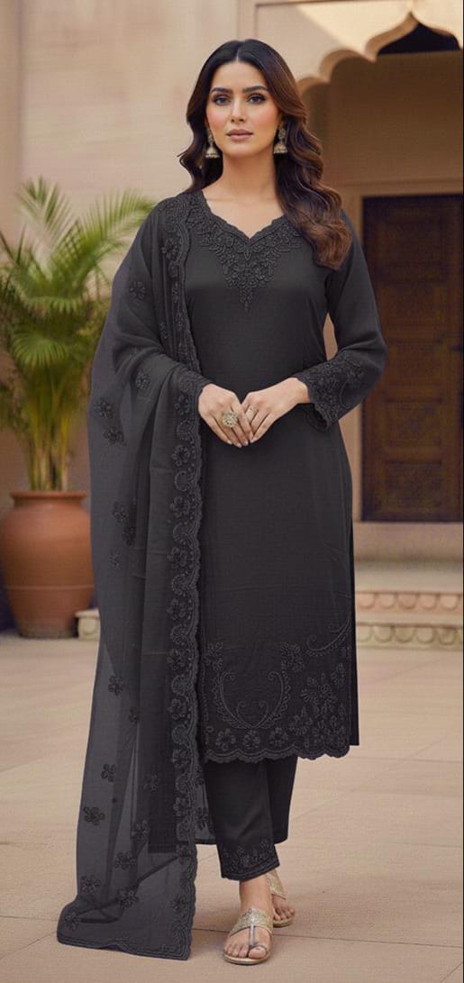 Crystal Viscose Suit with Heavy Organza Dupatta