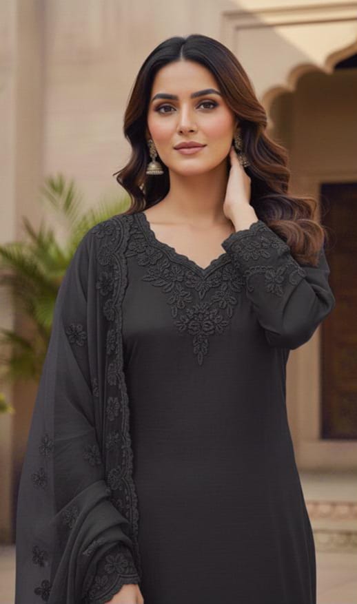 Crystal Viscose Suit with Heavy Organza Dupatta