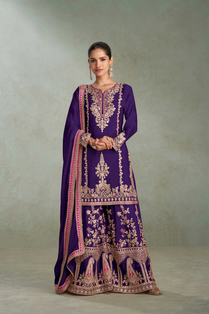 Real Chinon Embroidered Palazzo Suit