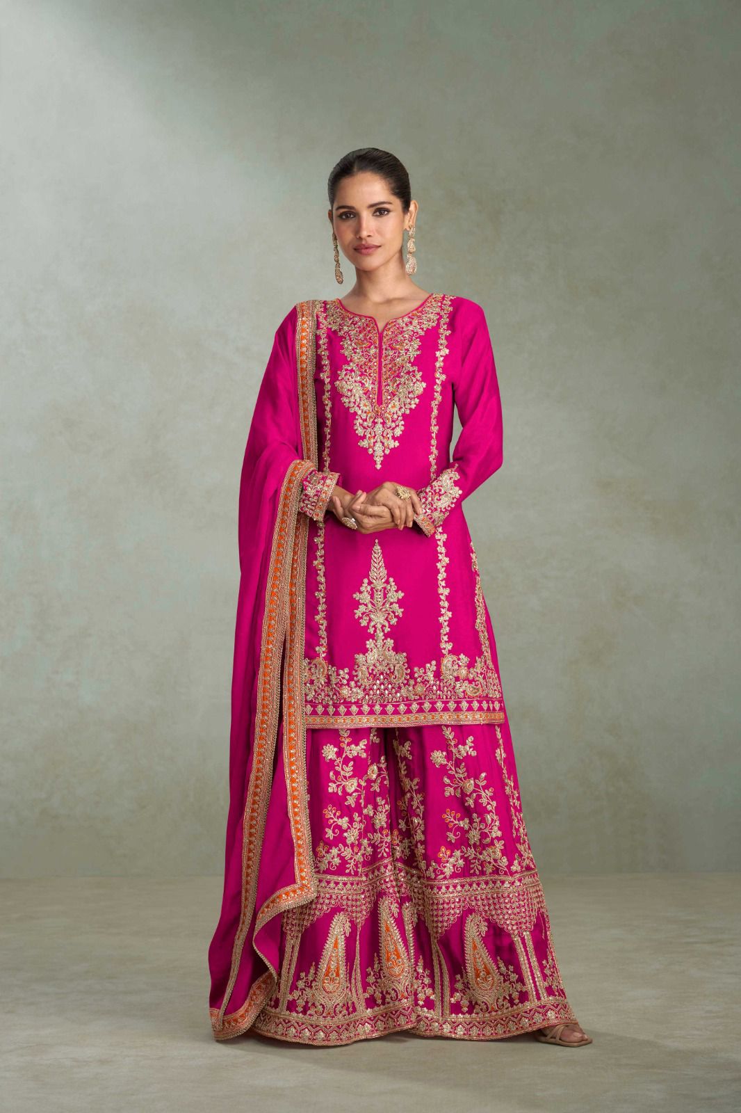 Real Chinon Embroidered Palazzo Suit