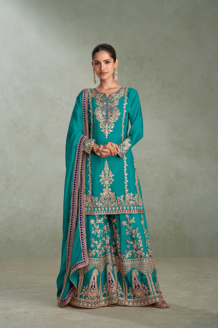 Real Chinon Embroidered Palazzo Suit