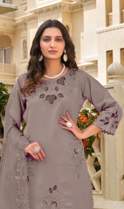 Crystal Viscous Suit with Heavy Organza Dupatta