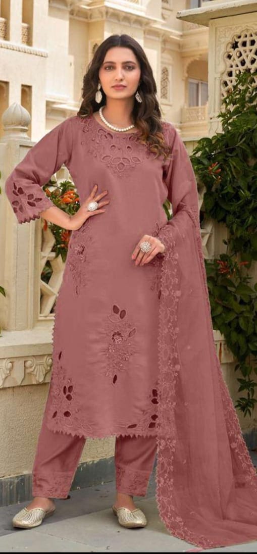 Crystal Viscous Suit with Heavy Organza Dupatta