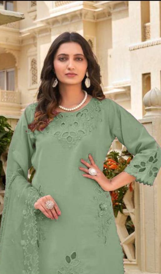 Crystal Viscous Suit with Heavy Organza Dupatta