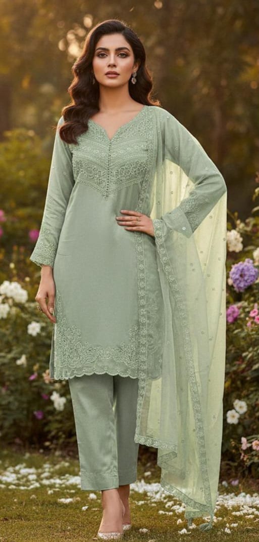 Crystal Viscous Top with Dupatta Set