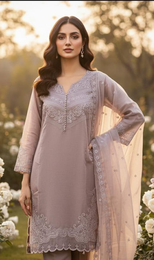 Crystal Viscous Top with Dupatta Set