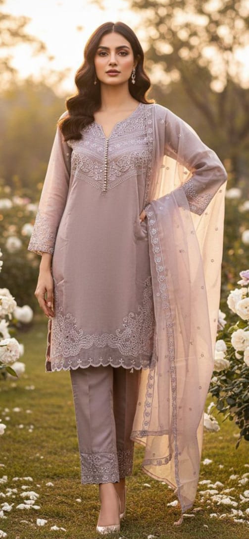 Crystal Viscous Top with Dupatta Set