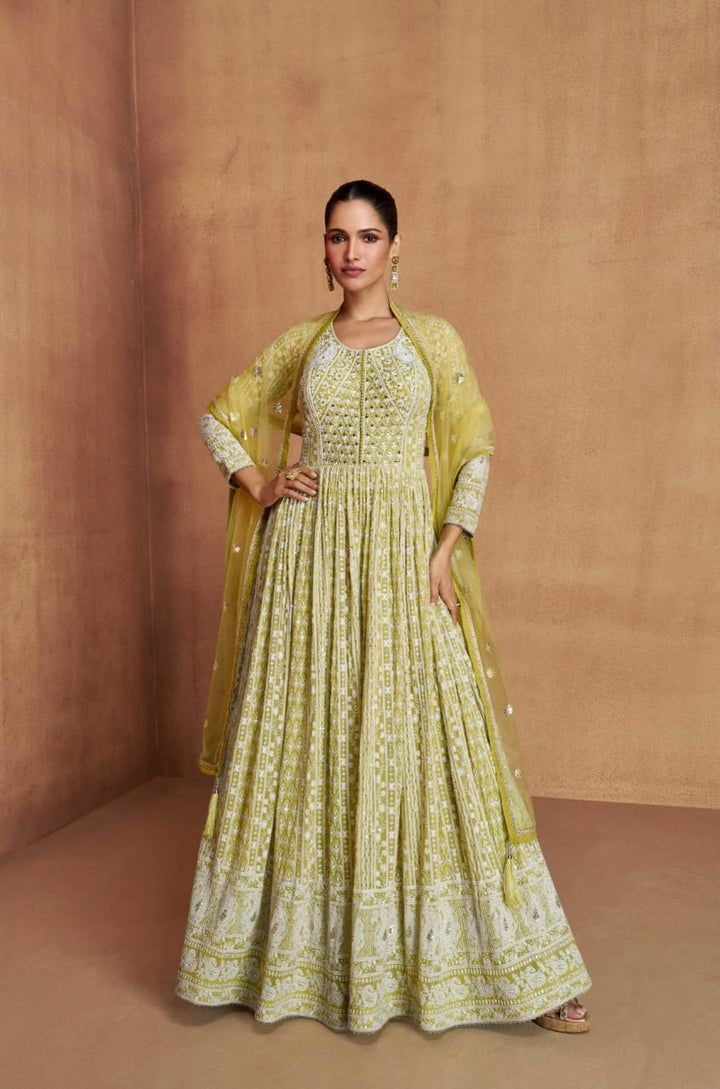 Real Georgette Heavy Embroidered Anarkali Suit