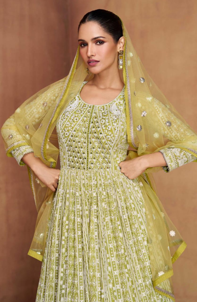 Real Georgette Heavy Embroidered Anarkali Suit