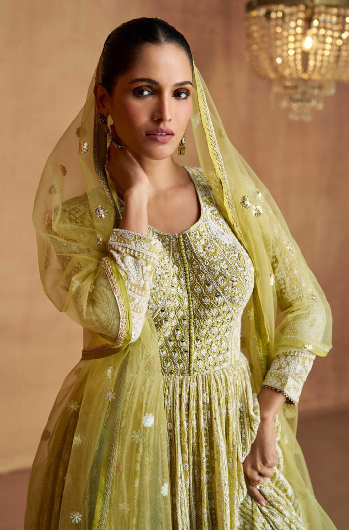 Real Georgette Heavy Embroidered Anarkali Suit