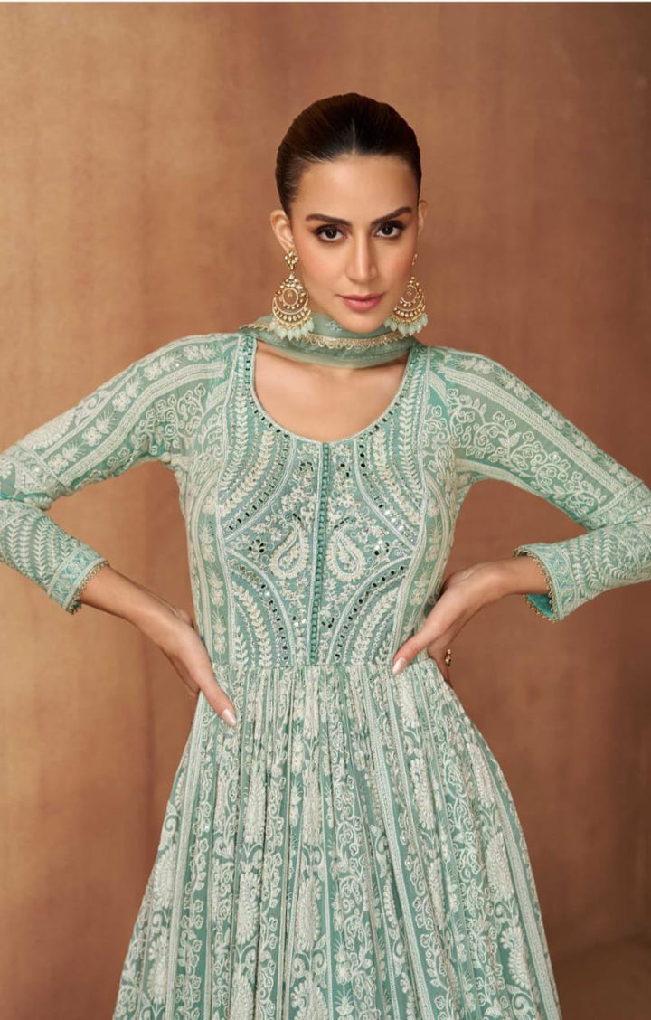 Real Georgette Heavy Embroidered Anarkali Suit