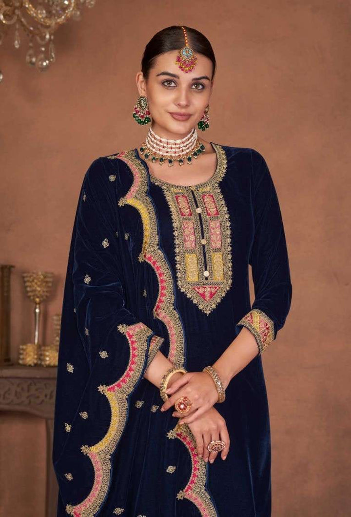 Velvet Embroidered Salwar Suit