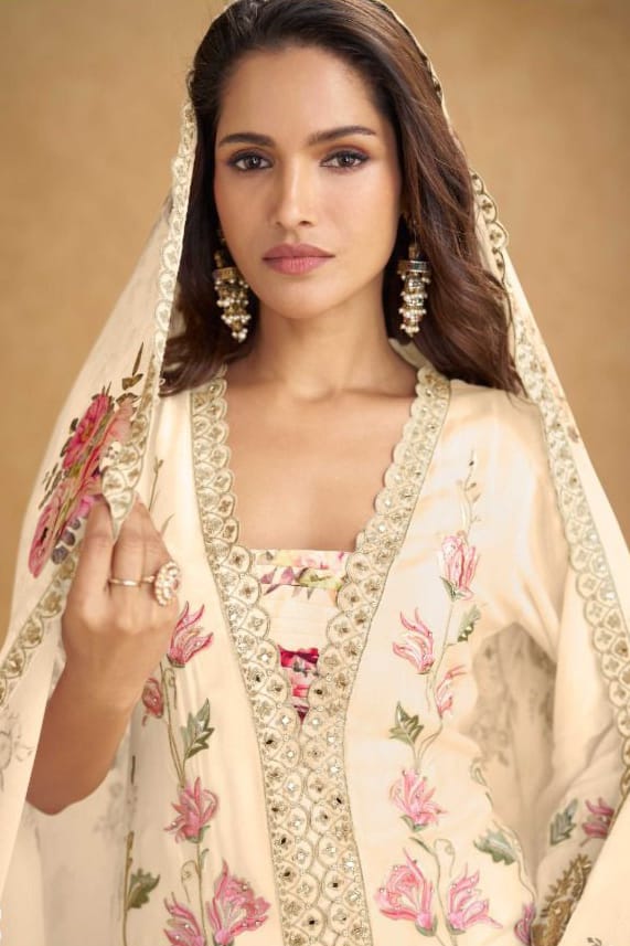 Floral Slit Style Designer Kurta Palazzo Suit