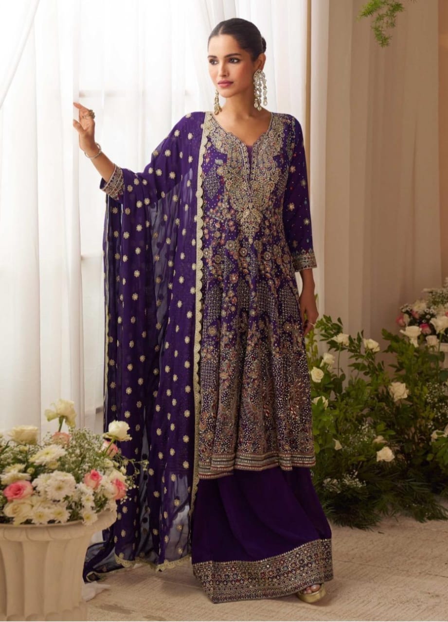 Embroidered Georgette palazzo Suit