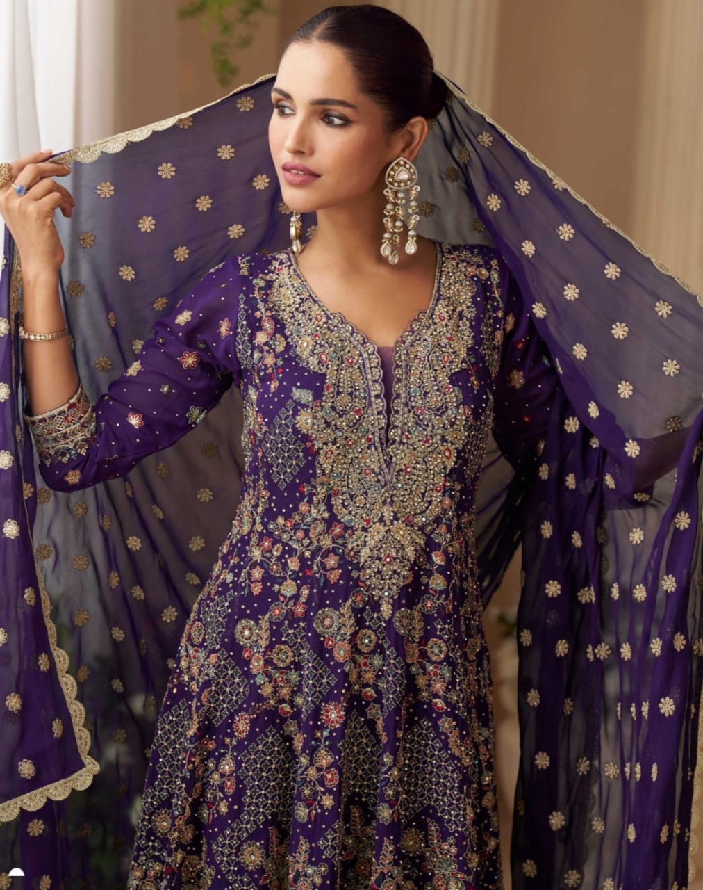 Embroidered Georgette palazzo Suit