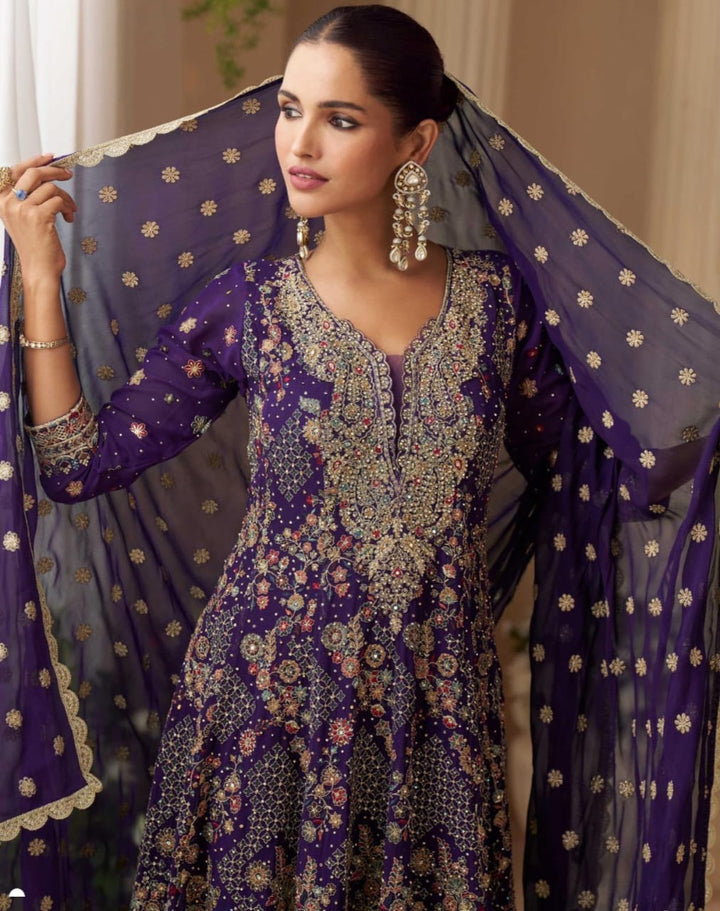 Embroidered Georgette palazzo Suit