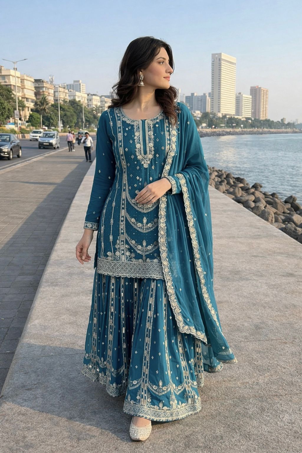 Plazzo And Duppata Set Fully Stitched Ready to Wear