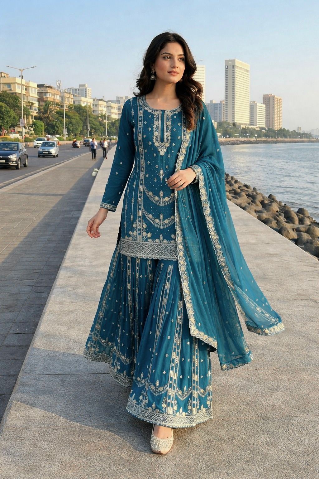 Plazzo And Duppata Set Fully Stitched Ready to Wear
