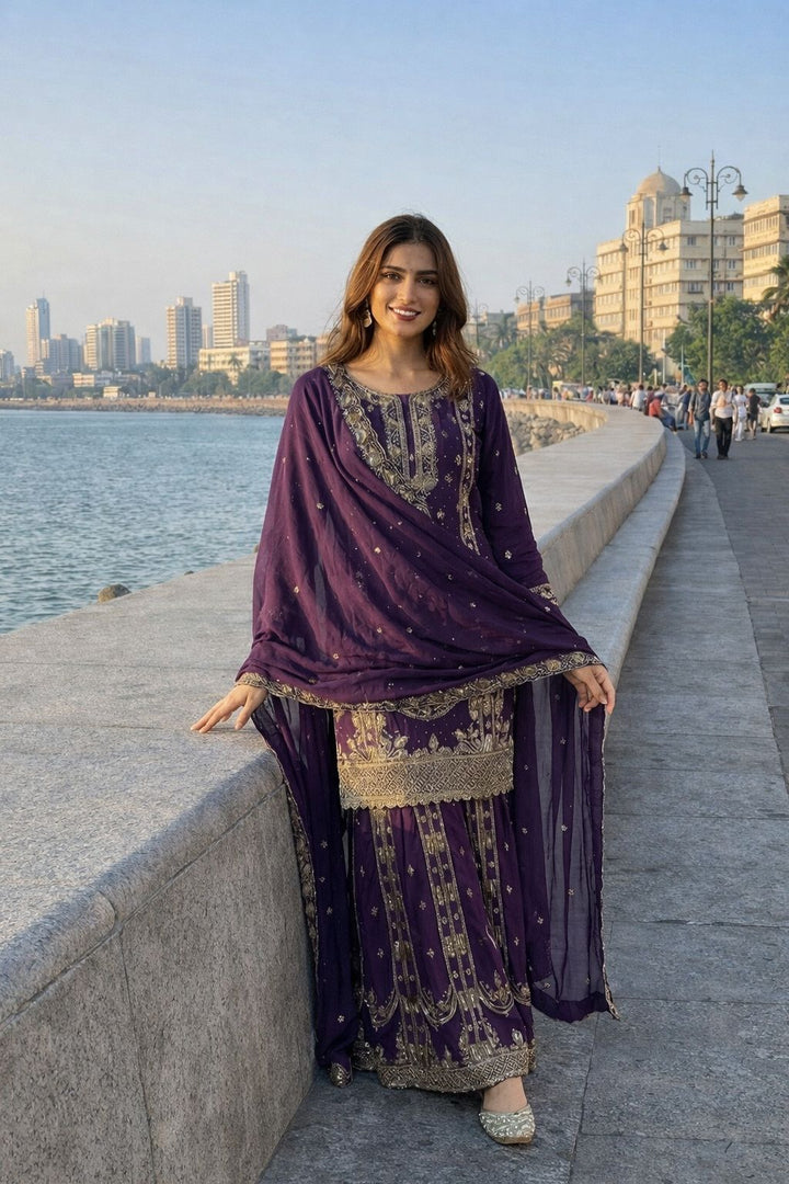 Plazzo And Duppata Set Fully Stitched Ready to Wear