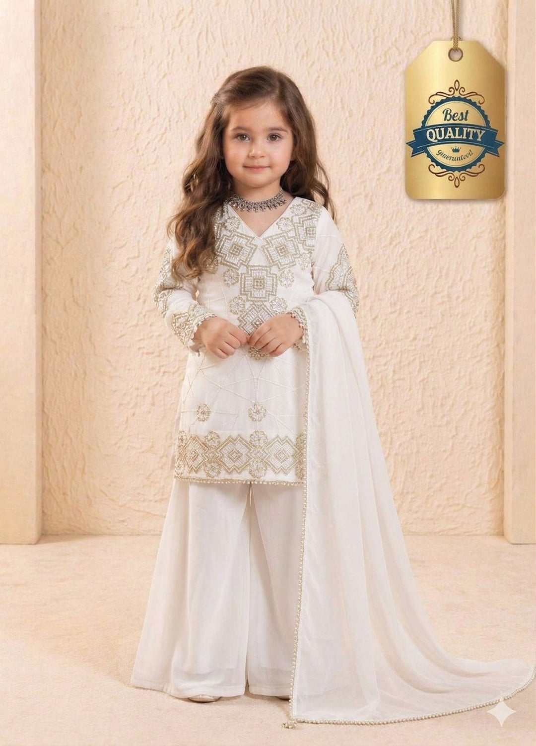 Party Wear Look Top Palazzo & Dupatta Set for Kids