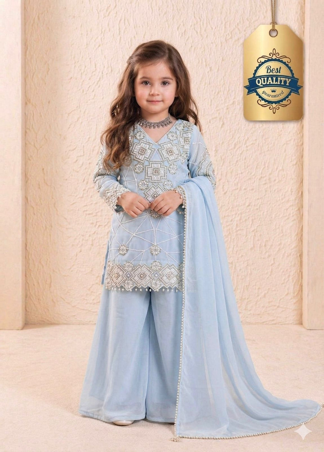 Party Wear Look Top Palazzo & Dupatta Set for Kids