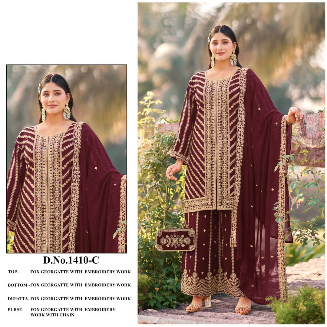 Royal Elegance Embroidered Georgette Suit Set with Dupatta