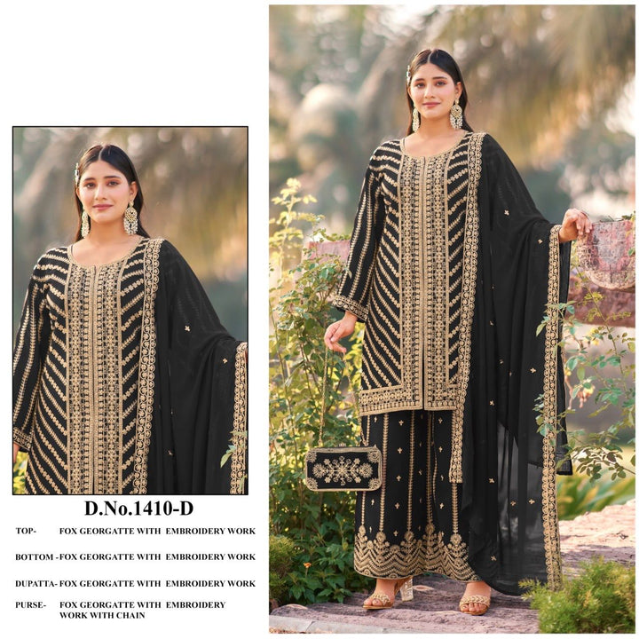 Royal Elegance Embroidered Georgette Suit Set with Dupatta
