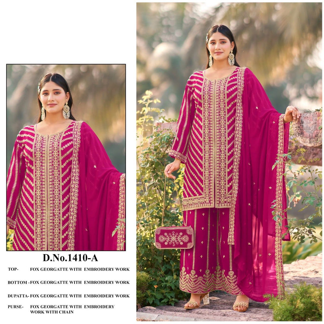 Royal Elegance Embroidered Georgette Suit Set with Dupatta