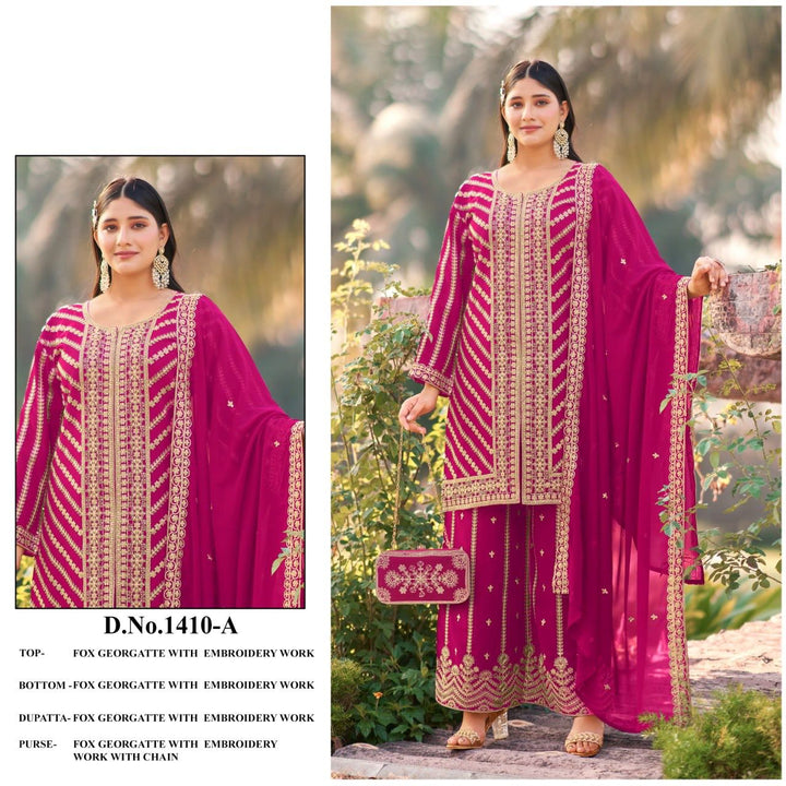 Royal Elegance Embroidered Georgette Suit Set with Dupatta