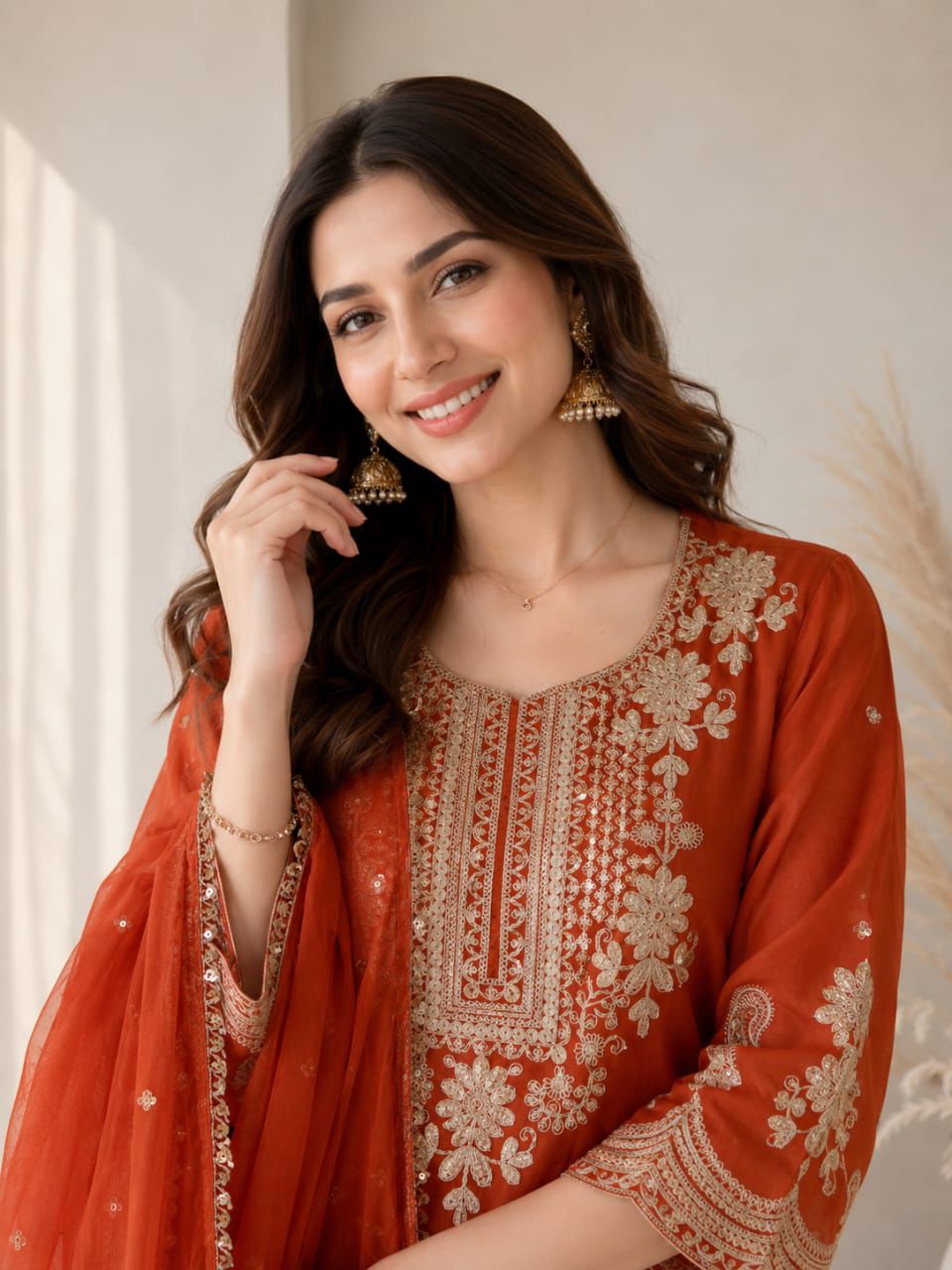 Roman Two Tone Palazzo 3 Piece Suit (1013)
