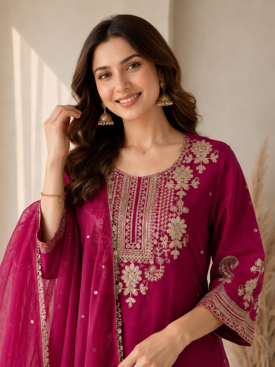 Roman Two Tone Palazzo 3 Piece Suit (1013)