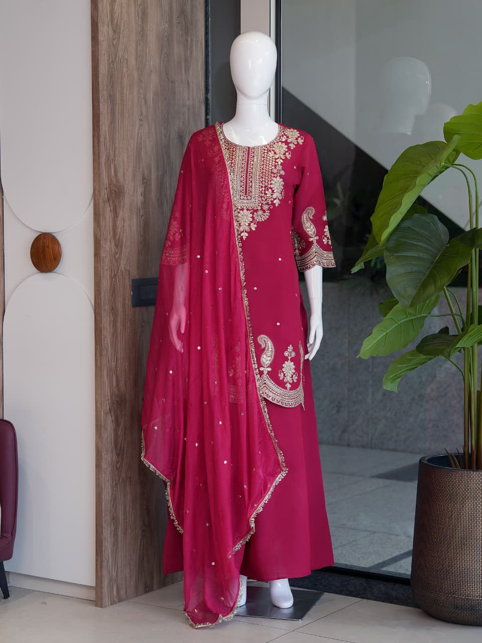 Roman Two Tone Palazzo 3 Piece Suit (1013)