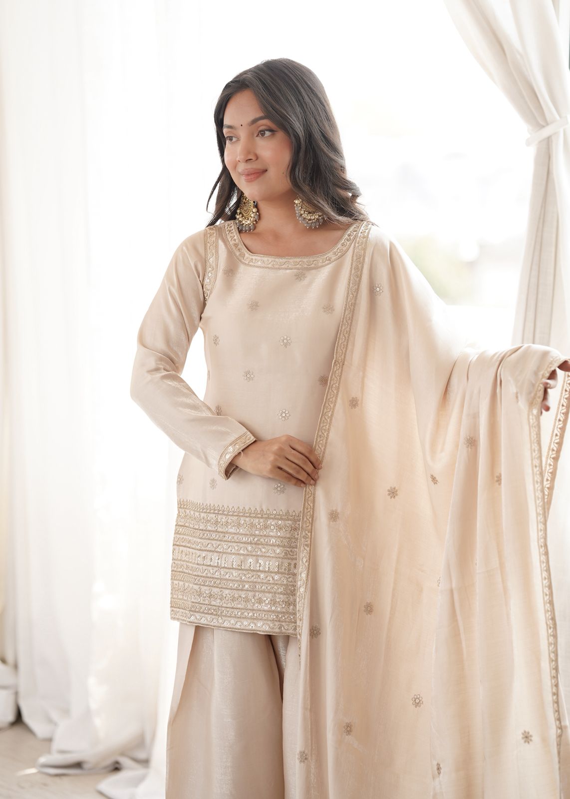 Glass Roman Kurta with Farshi Shalwar and Dupatta
