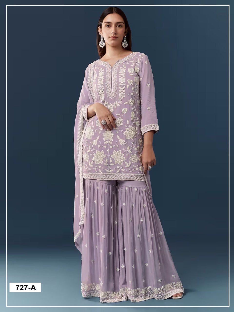 Heavy Chiffon Georgette With Embroidery Sequence & Handwork