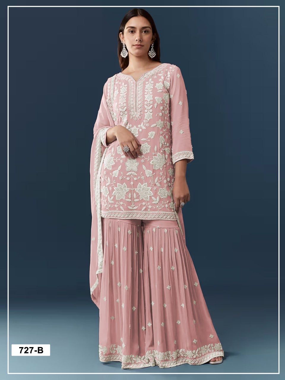 Heavy Chiffon Georgette With Embroidery Sequence & Handwork