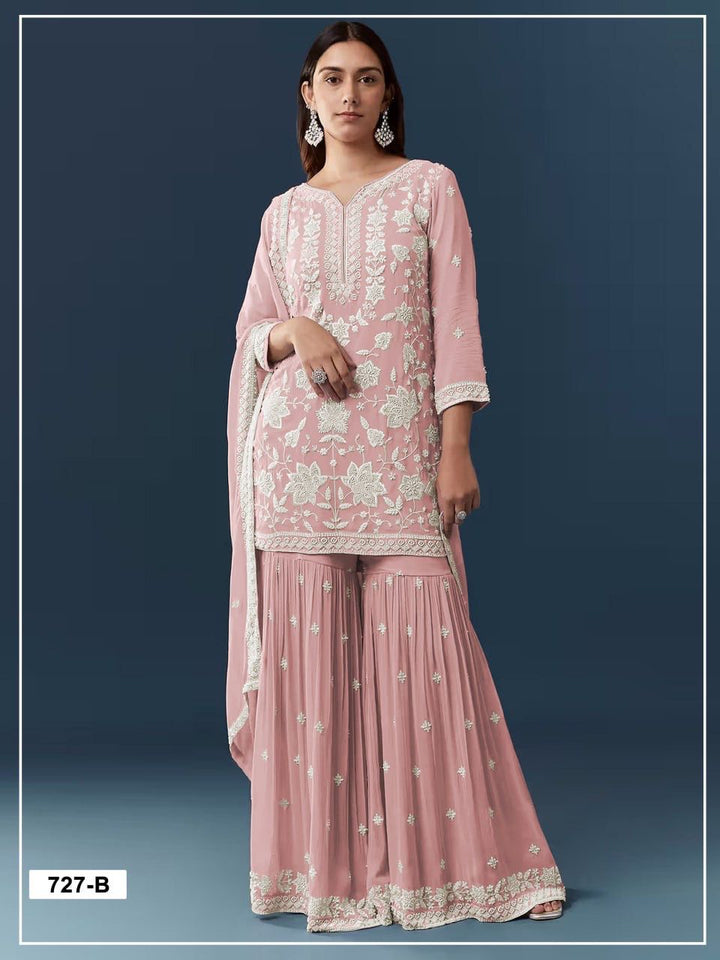 Heavy Chiffon Georgette With Embroidery Sequence & Handwork