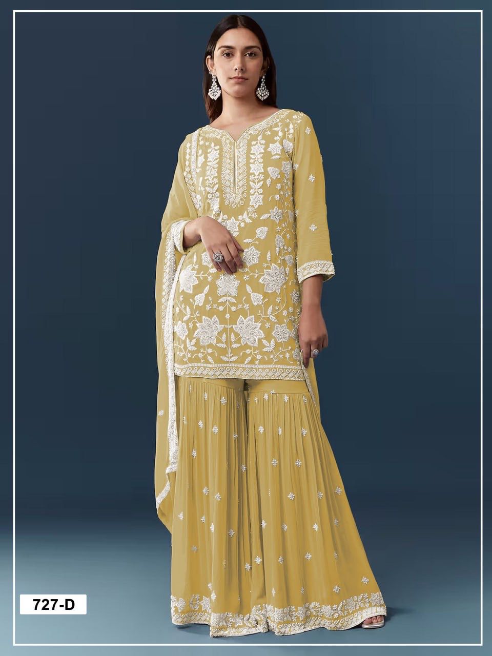 Heavy Chiffon Georgette With Embroidery Sequence & Handwork