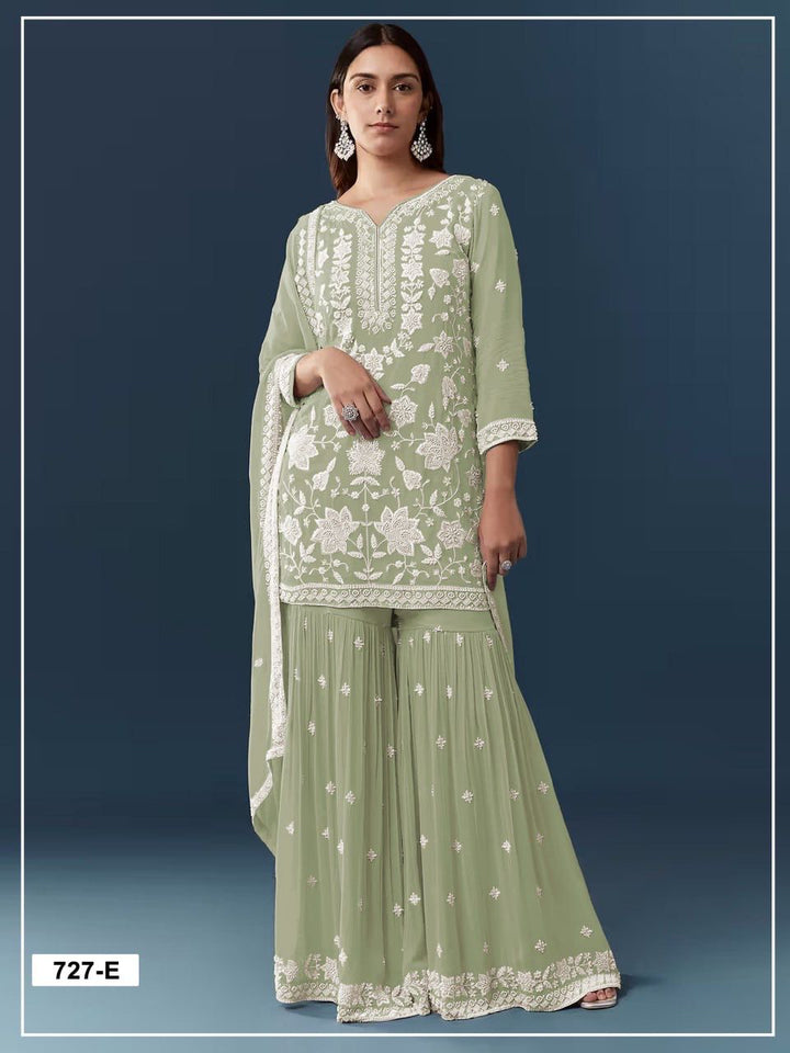 Heavy Chiffon Georgette With Embroidery Sequence & Handwork