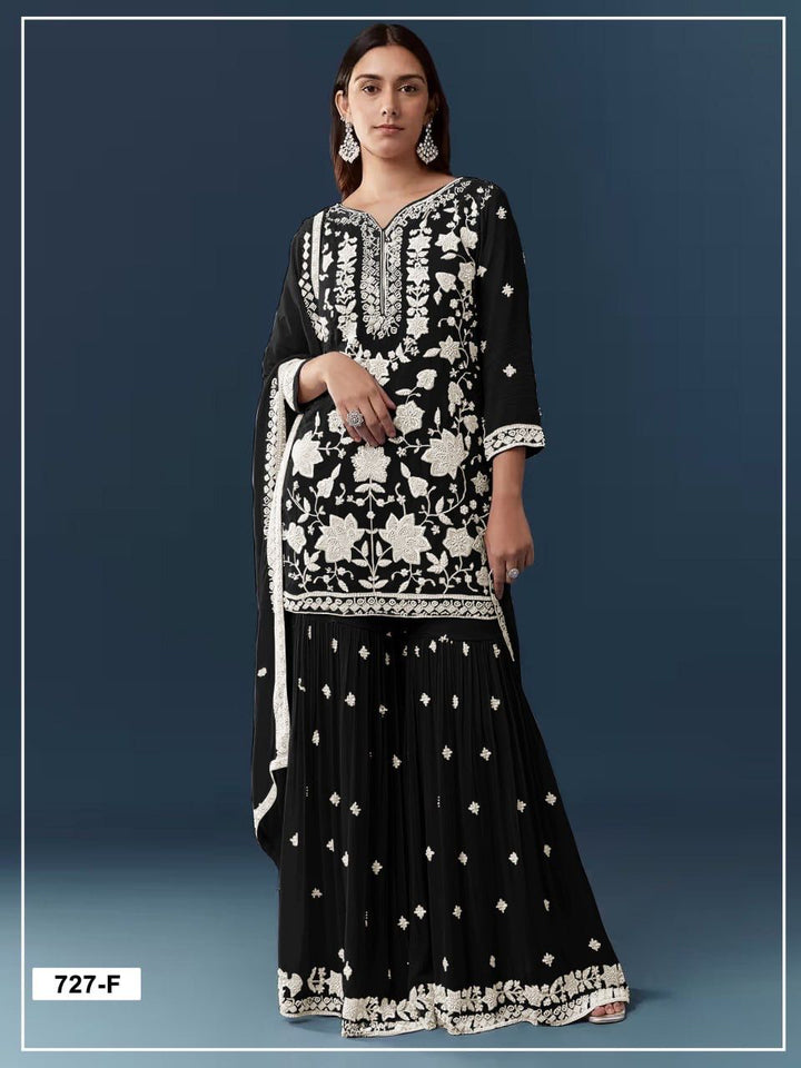 Heavy Chiffon Georgette With Embroidery Sequence & Handwork