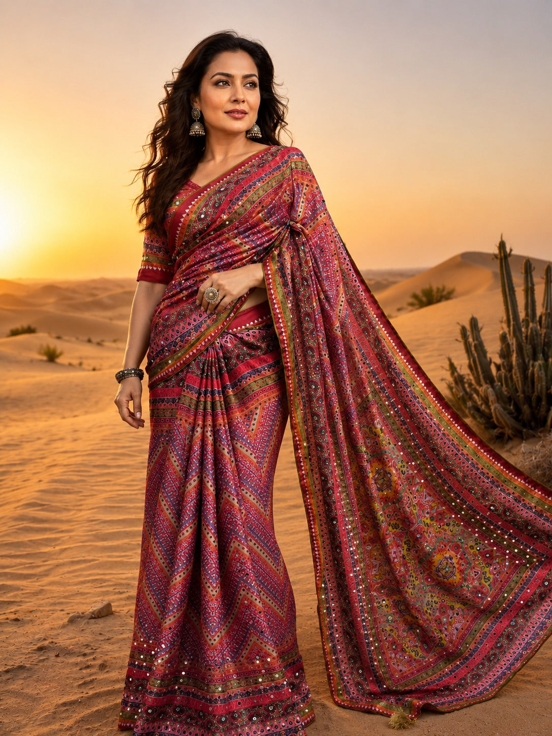 Chinon Silk with Designer Handwork Saree
