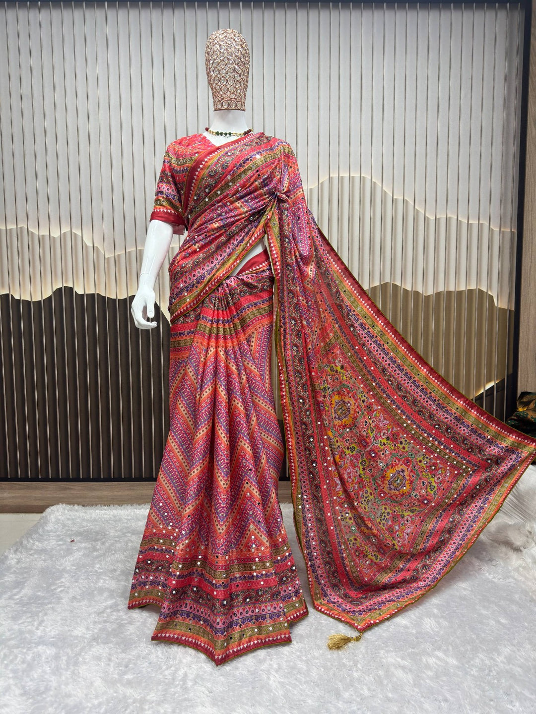 Chinon Silk with Designer Handwork Saree