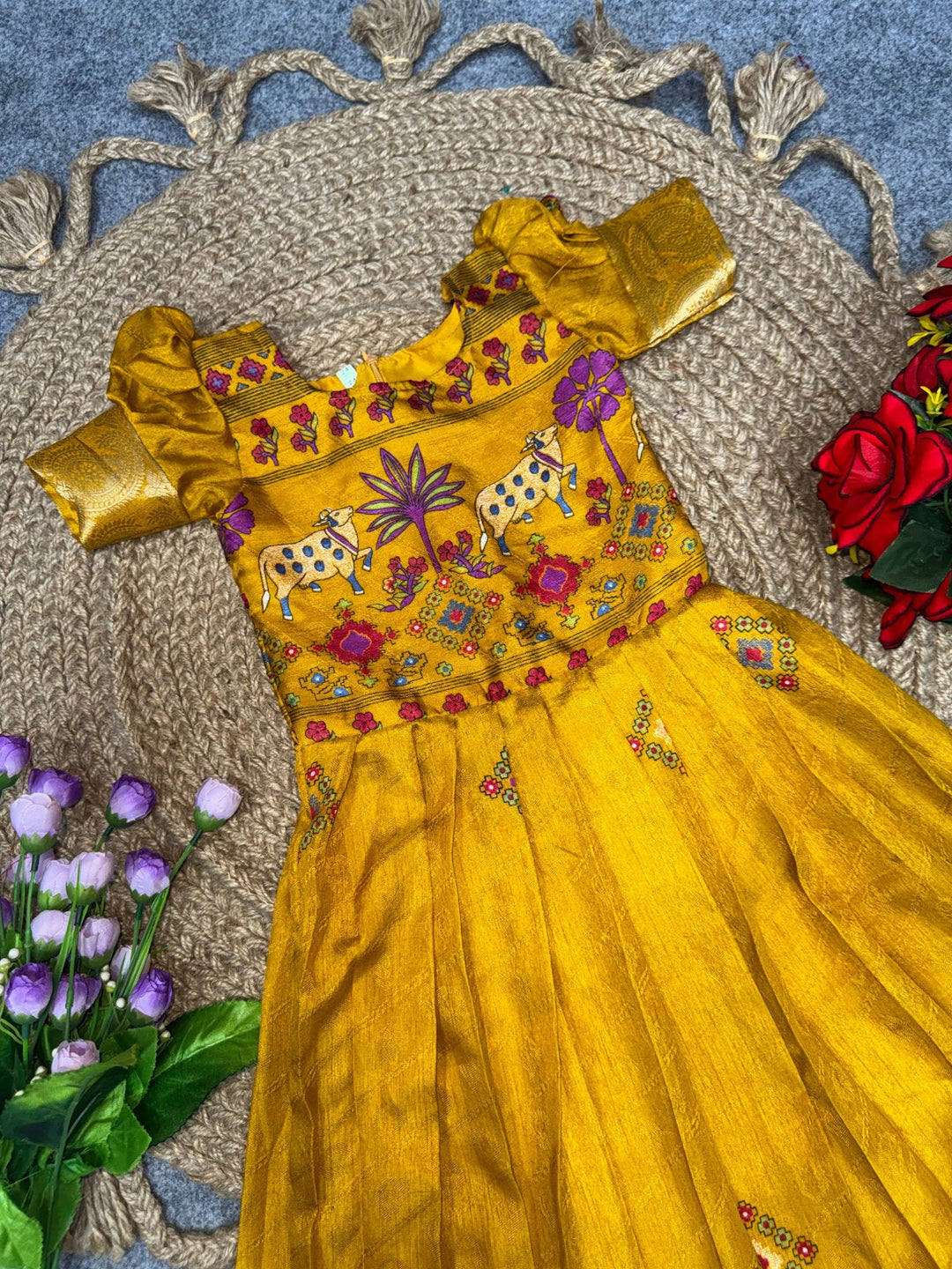 Designer Chinon Silk Digital Printing Saree with Piping Border, Authentic Mirror Work