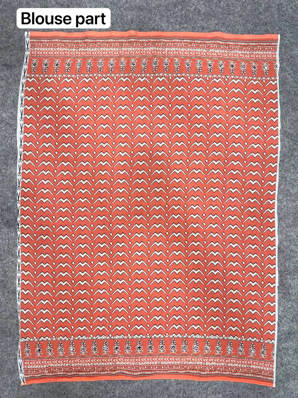 Soft Fox Georgette with Digital Print and real mirror work HAND WORK