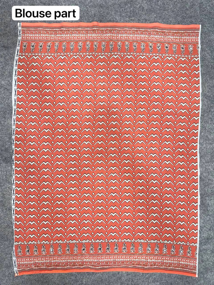 Soft Fox Georgette with Digital Print and real mirror work HAND WORK