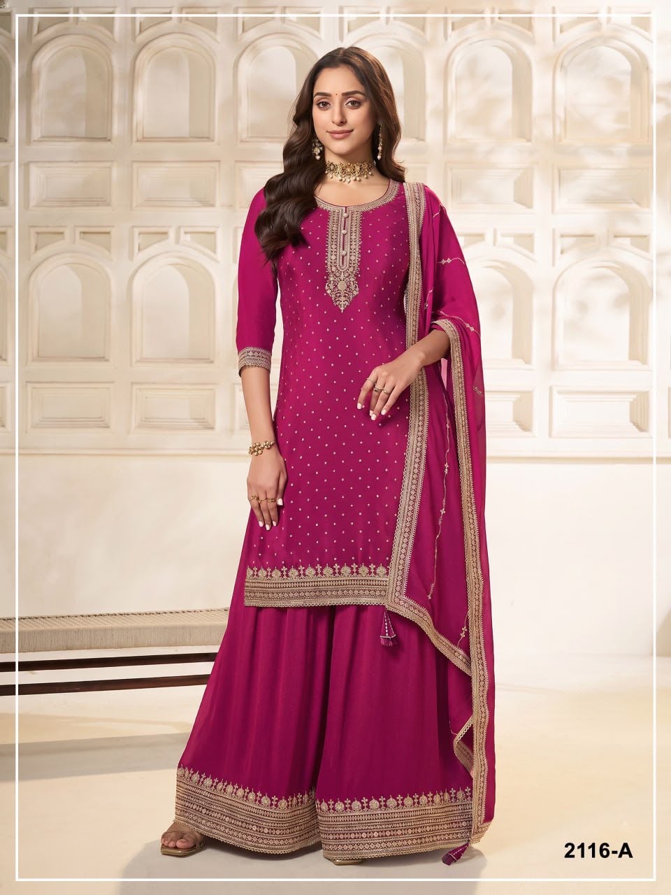 Heavy Pure Viscose Dola Silk with Embroidery Work - 3-piece suit
