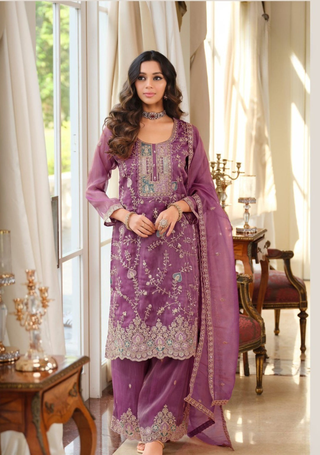 Ethnic Wear - Fendy Silk, Coding Sequence & Thread work with Dupatta