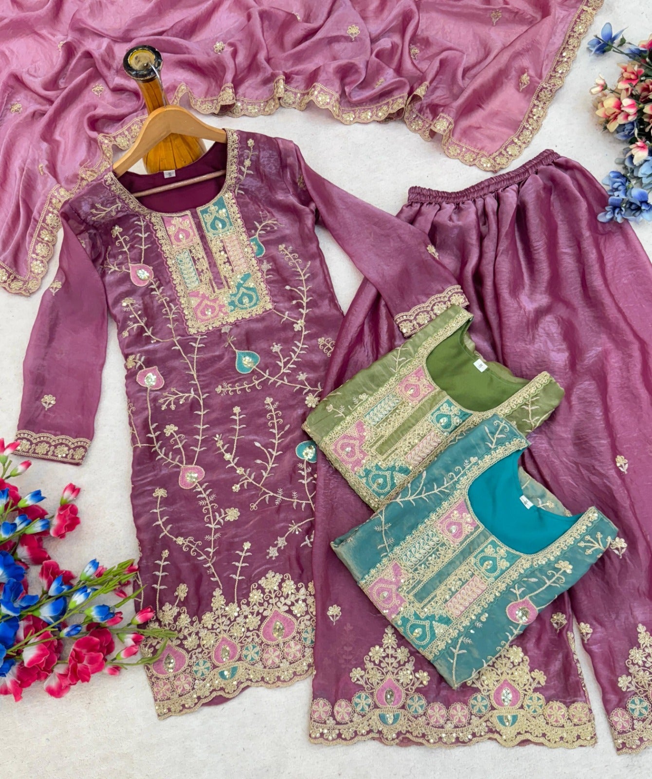 Ethnic Wear - Fendy Silk, Coding Sequence & Thread work with Dupatta