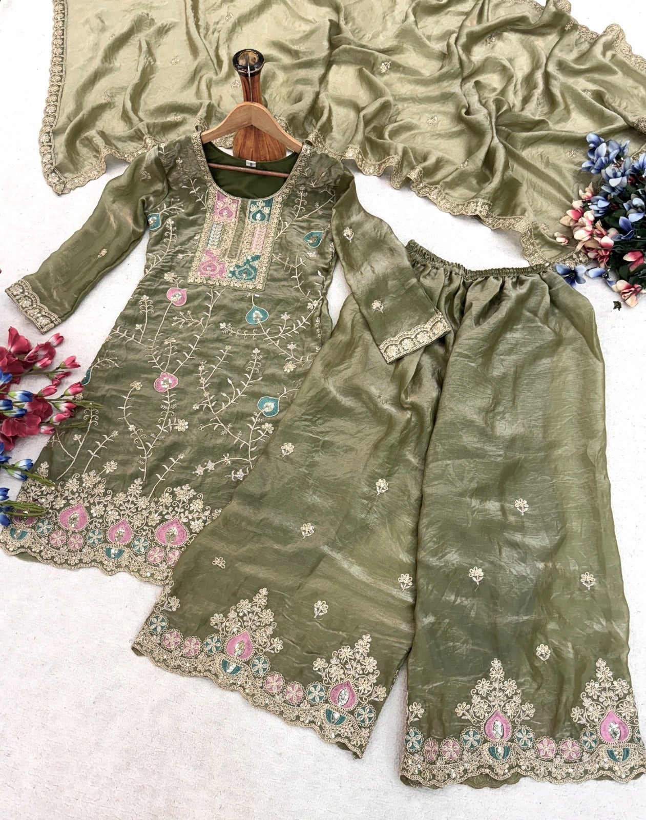 Ethnic Wear - Fendy Silk, Coding Sequence & Thread work with Dupatta
